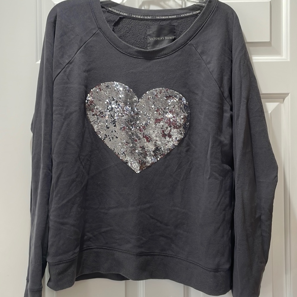 Victoria’s Secret sweatshirt with sequin heart. Size large